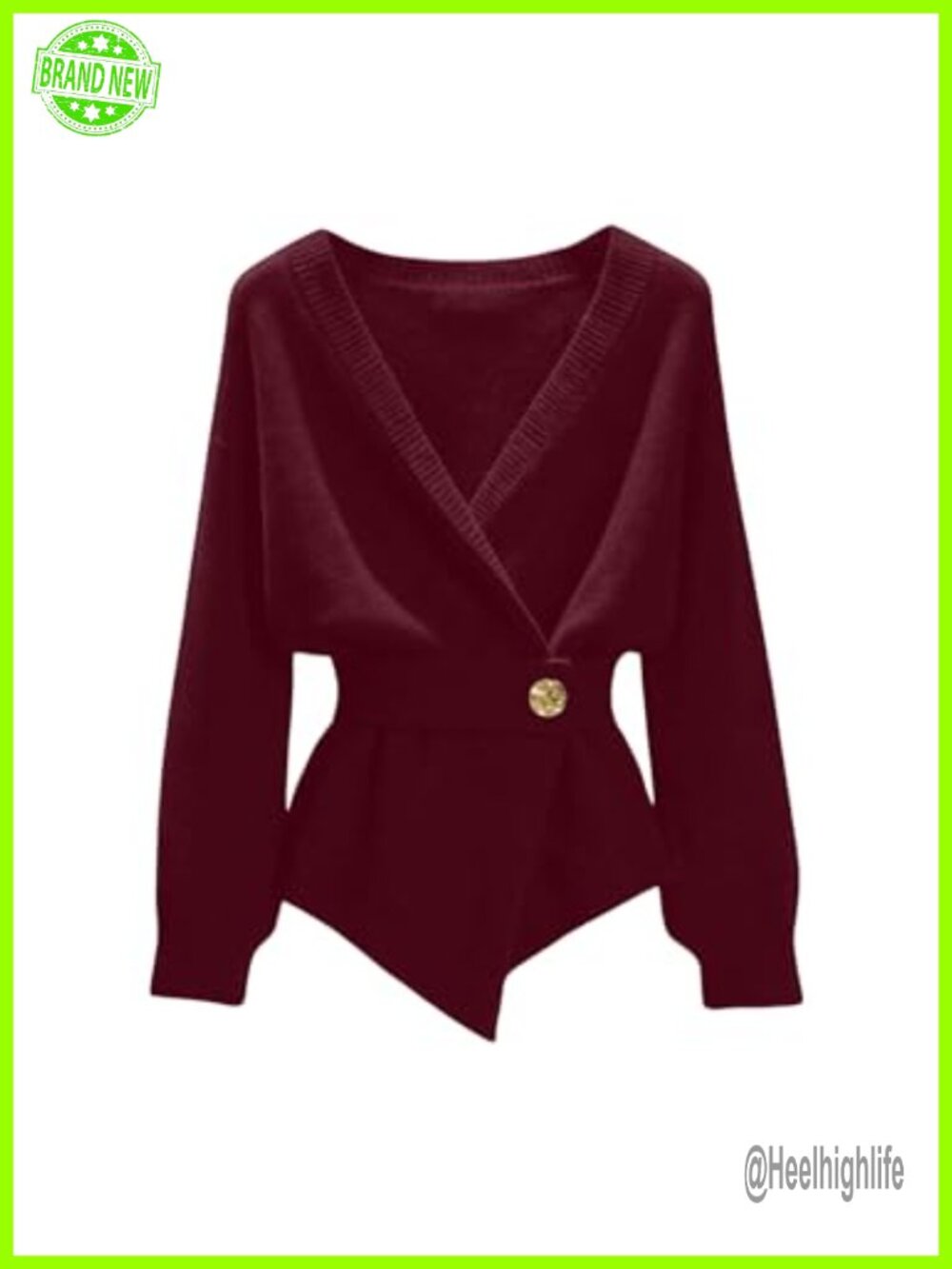 Wrap Sweater Asymmetrical Cinched Waist Belted Ribbed Knit Cardigan